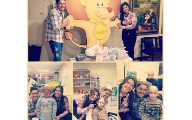 Nasser e Andressa visitam hospital infantil de câncer em SP